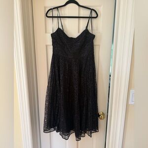 JCrew Black Metallic Lace Midi Strap Dress